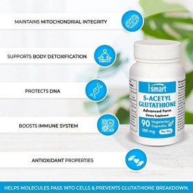 S-Acetyl Glutathione GSH - Contribue à Lutter contre le Stress Oxydatif - Plus Assimilable et Actif que le Glutathion - For