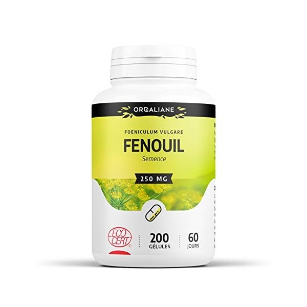 Fenouil 250 mg - 200 gélules - Certifié Ecocert