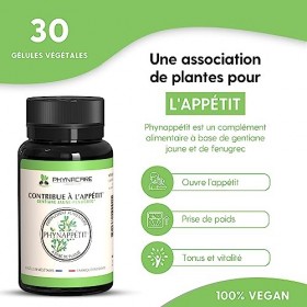 FENUGREC et GENTIANE JAUNE, 30 gélules VÉGÉTALES facilitant la prise de poids et la digestion, cure de 10 jours, fabriqué en 