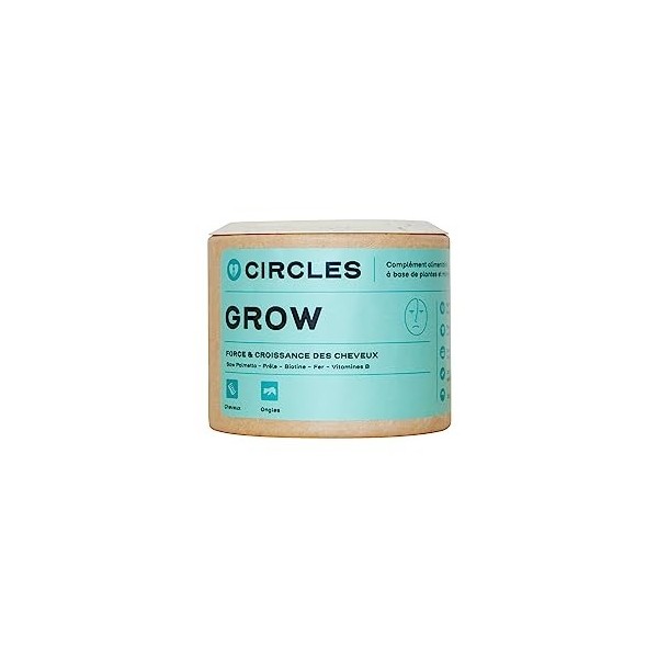 Circles GROW - Cure Force et Croissance des Cheveux - Complément Alimentaire à base de Plantes et Minéraux - Saw Palmetto, Pr