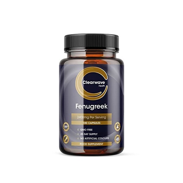 Fenugrec 2400 mg - 180 capsules à haute résistance - 45 jours dapprovisionnement - Extrait de capsules de fenugrec 6:1 - Fen