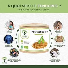 Fenugrec Bio - Appétit et Prise de Poids - Régule le Taux de Glucose - Favorise la Lactation - Sans Additifs - 310mg de Poudr