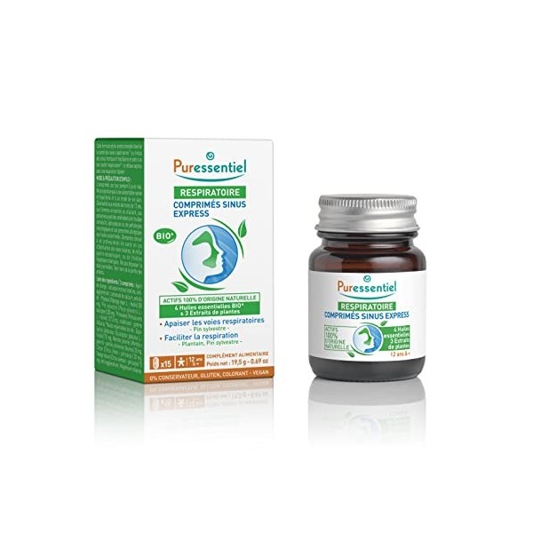 Puressentiel Respiratoire - Comprimés Sinus Express - Favorise la santé des voies supérieures au niveau des sinus frontaux et