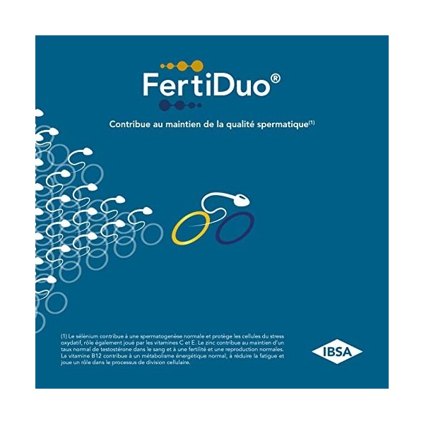 FertiDuo - Complément Alimentaire, Contribue au Maintien de la Qualité Spermatique - Vitamines C, E, B12, Sélénium, Acide Fol