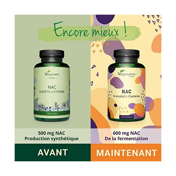 NAC N-Acétyl-Cystéine Vegavero® | Forme Pure : Haute Biodisponibilité | Sans Additifs | Antioxydant Puissant | 120 Gélules | 