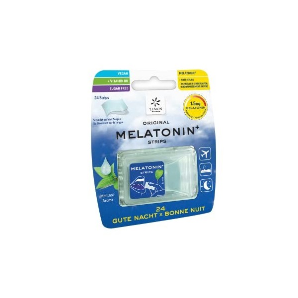 Melatonine+ Strips - Complément alimentaire pour le sommeil et lendormissement - feuillètes - 1,5 mg de mélatonine + vitamin