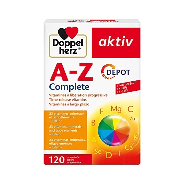 Doppelherz aktiv A-Z Complete Depot, Complément alimentaire, Vitamines à libération progressive, 120 comprimés