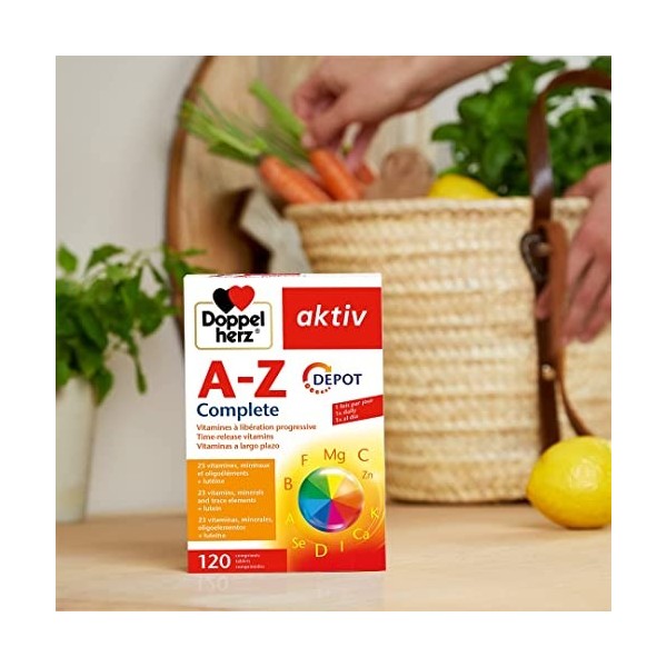 Doppelherz aktiv A-Z Complete Depot, Complément alimentaire, Vitamines à libération progressive, 120 comprimés