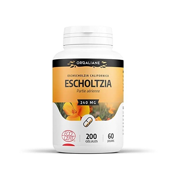 Escholtzia 240 mg - 200 gélules - Certifié Ecocert