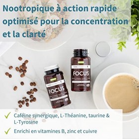 Focus – Nootropique Brain Effect avec 200mg de Caféine, L-Théanine, L-Tyrosine, Taurine. Énergie, Mémoire et Concentration. 6