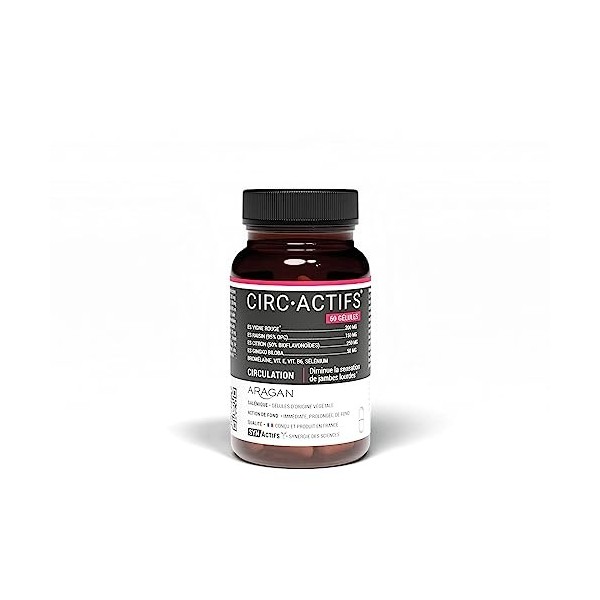 ARAGAN - Synactifs - Circactifs Pilulier - Complément Alimentaire Circulation Jambes Lourdes - Vigne Rouge, Raisin, Citron, V