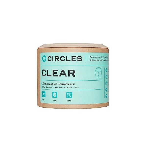 Circles CLEAR - Cure détox pour la peau et lorganisme - Complément alimentaire à base de plantes et minéraux en cas dacné h