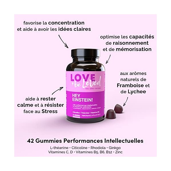 Gummies Performances Intellectuelles “Hey Einstein!” | 42 Gommes Vegan | Complément Alimentaire | Concentration | Mémoire | R