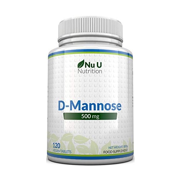 D-Mannose 500mg - 120 Comprimés Végétaliens - 4 Mois - Forte Puissance - Sans Allergènes - Pas de Gélules ni de Poudre de D M