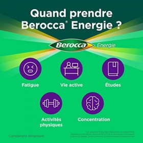 Berocca Energie Comprimés Effervescents, Vitamine C, B3, B5, B1, B12, Magnésium, Zinc, goût Cassis, 2 Pack de 45 comprimés - 
