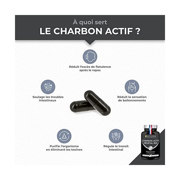 Charbon Actif BIO - Charbon Végétal Breveté PURECOAL® - Issu de Bois de Châtaignier Français - Contre Ballonnements, Flatulen