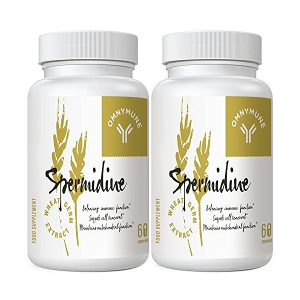 Spermidine Wheat Germ Extract Capsules - Supplément de spermidine 1300 mg Formule avancée avec zinc pour le sauvetage des mit