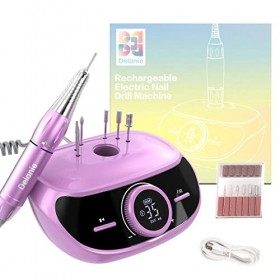 Delanie Ponceuse pour Ongles Professionnelle 35000 Tours, Rechargeable avec 6 Embouts, Affichage LED et Fonction-Mémoire, Pui