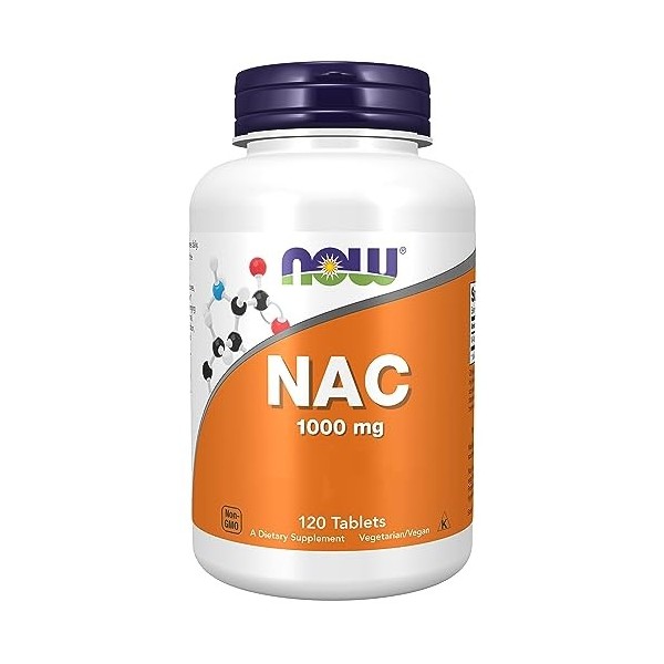 Now Foods, NAC N-Acetyl Cysteine , 1.000mg, 5 Jours de Réserve, Complément Alimentaire, 120 Comprimés végétaliens, Testé en 