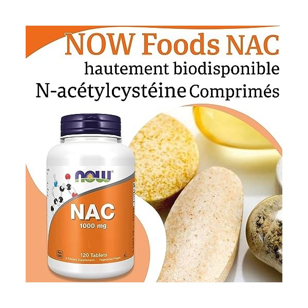 Now Foods, NAC N-Acetyl Cysteine , 1.000mg, 5 Jours de Réserve, Complément Alimentaire, 120 Comprimés végétaliens, Testé en 