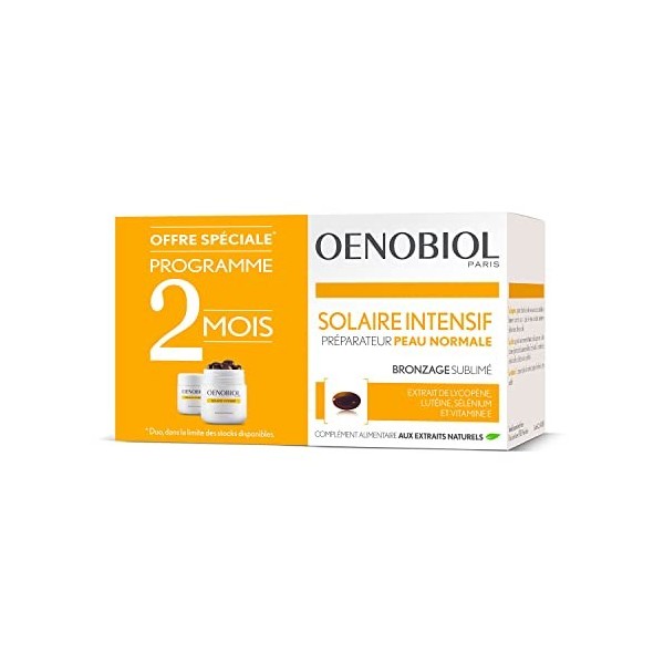 OENOBIOL - Compléments Alimentaires - Préparateur Solaire - Peaux Normales - A base de Lycopène, Lutéine, Vitamine E et Sélén