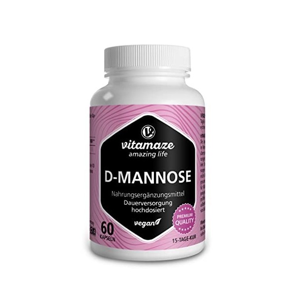 D-Mannose Forte 2000 mg pour Femmes - Complément Alimentaire Urinaire -Dose Intensive Pendant 15 Jours -60 Gélules D Mannose 