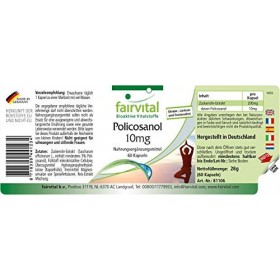 Fairvital | Policosanol 10mg - 2 mois - VEGAN - Hautement dosé - 60 gélules