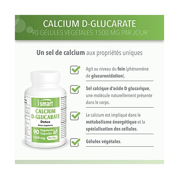 Calcium D-Glucarate - Détoxifiant Naturel - Favorise la Santé du Foie - Sel Calcique d’Acide D Glucarique - Contribue à Optim