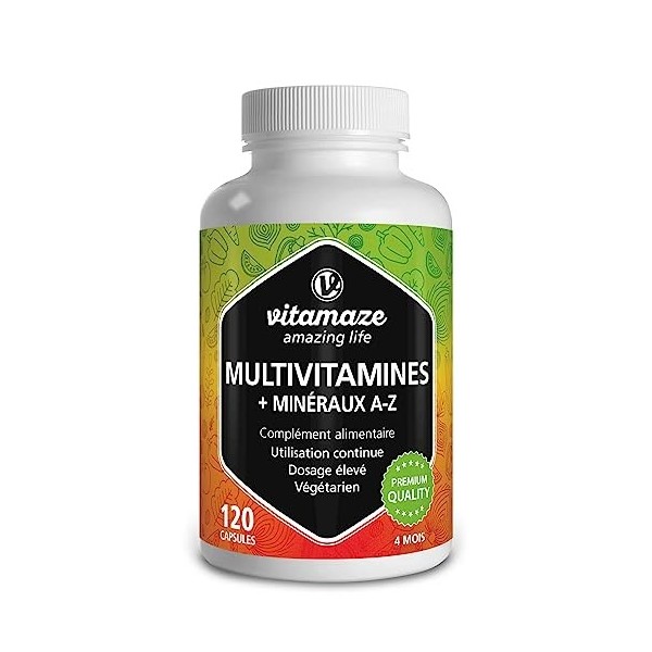 Multivitamines et Minéraux 23 Vitamines A-Z & Minéraux - Substances Minérales et Oligo-Éléments Précieux - 120 Gélules Végéta