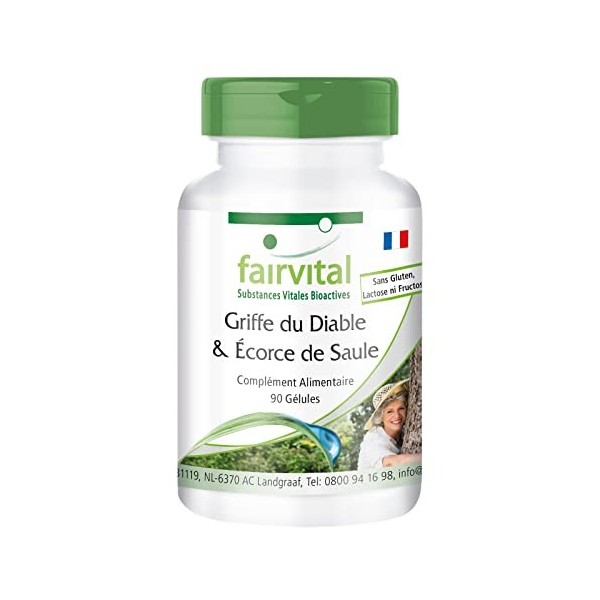 Fairvital | griffe du diable et lécorce de saule VEGAN - 90 capsules - 1,2% et 15% de salicine harpagosides