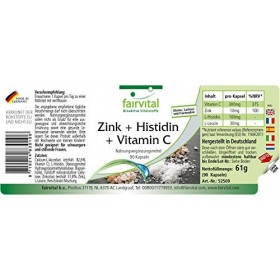 Fairvital | Zinc + Histidine + Vitamine C - pendant 3 mois - avec 300mg de Vitamine C, 10mg de Zinc & 100mg de Histidine par 