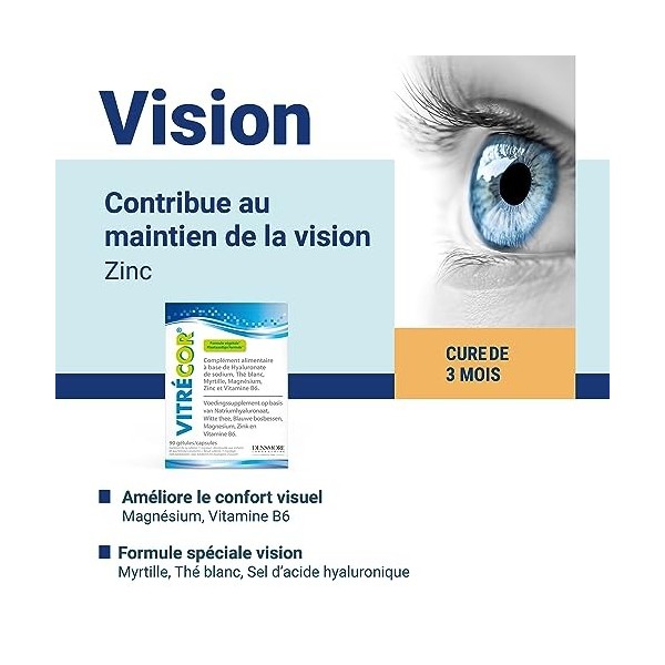 Densmore - Vitrécor - Complément Alimentaire Vision - Améliore le Confort Visuel et Contribue au Maintien de la Vision - Zinc