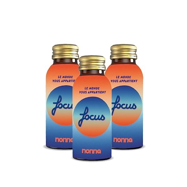 NONNA LAB - Focus - Lot de 3 x 10 ml - Améliore La Concentration - Compléments Alimentaires Action 5 En 1 - Mémoire, Attentio