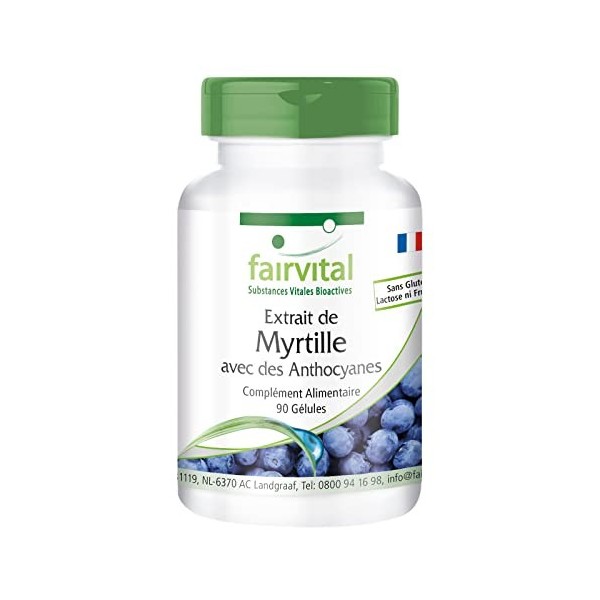 Fairvital | Anthocyanes extrait Blueberry VEGAN - Fortement dosé - 90 capsules - standardisés à 25% anthocyanes