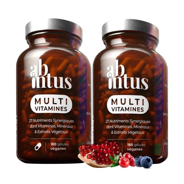 Multivitamines et Minéraux | 27 Nutriments pour l’Immunité: Zinc, Vitamine A C B5 B6 B9 B12 E D3 K2 Biotine, NAC, Antioxidant