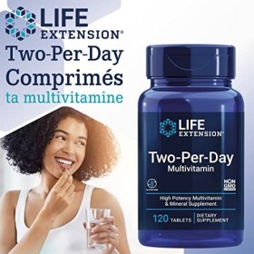Life Extension, Multivitamin Two per Day, 120 Comprimés, Testé en Laboratoire, Sans Gluten, Sans Soja, Sans OGM