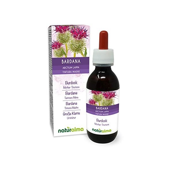 Bardane Arctium lappa herbe et racines Teinture Mère sans alcool Naturalma | Extrait liquide gouttes 120 ml | Complément al