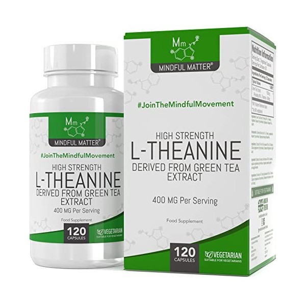 MM L Theanine | 120 Capsules L-théanine Haute Teneur Thé Vert 1000mg Extrait de The Vert Fournissant 400mg L-theanine par Por