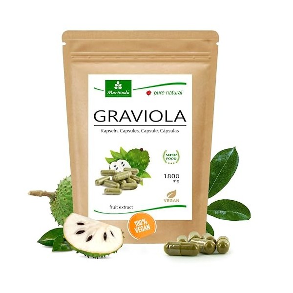 MoriVeda® - Graviola gélules I Vegan I Extrait de fruit I Enveloppe de gélule HPMC I 1x 120 gélules