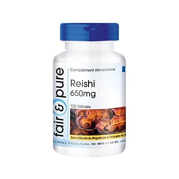 Fair & Pure® - Reishi 650mg - champignon vitale - avec polysaccharides, bêta-glucanes et triterpènes - végan - 120 Gélules