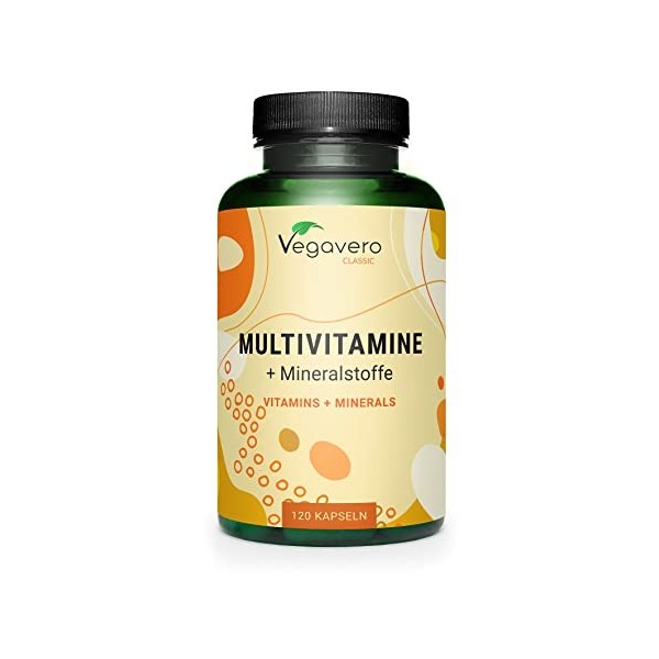 A-Z Multivitamines et Minéraux Vegavero® | Avec 12 Vitamines et 5 Minéraux | LE SEUL SANS ADDITIFS | Homme & Femme | Énergie 