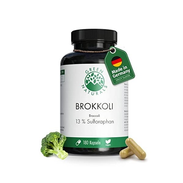 Broccoli 180 capsules de 550 mg - Production allemande - 13% de sulforaphane 71mg - 100% végétalien et sans additifs - st