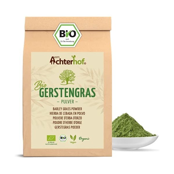 Poudre dherbe dorge BIO 1kg | De culture allemande | Qualité alimentaire brute | 100% poudre dherbe dorge | Résidus con