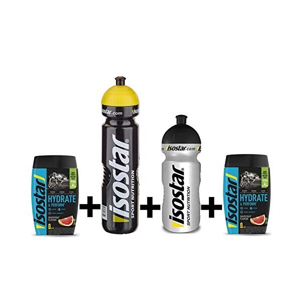 Isostar Hydrate & Perform boisson électrolytique isotonique 2x400g + bouteille de 1000 ml + 500 ml - solution électrolytique 