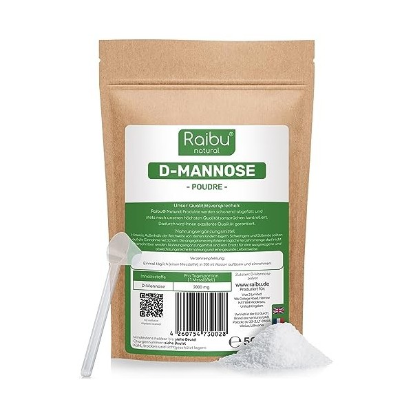 D mannose en Poudre 500 g - D-mannose Poudre Conditionnée en Allemagne & Testée en Laboratoire – D Mannose Bio, Naturel, Végé