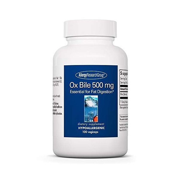 Ox Bile 500 mg 100 Vegetarian Capsules - Allergy Research Group