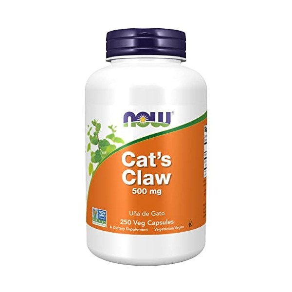 Now Foods, Cats Claw Écorce de Griffe de Chat , 500 mg, 250 Capsules végétales, Testé en Laboratoire, Végétarien, Sans Glut