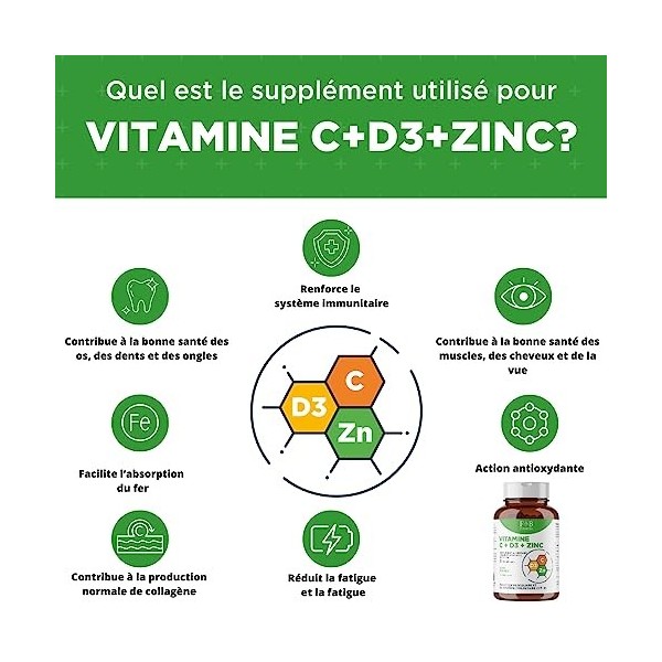 FB Pharma - Complément multivitaminé 180 capsules à base de vitamine C - vitamine D - zinc à haute dose, multivitaminé comple