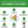 FB Pharma - Complément multivitaminé 180 capsules à base de vitamine C - vitamine D - zinc à haute dose, multivitaminé comple