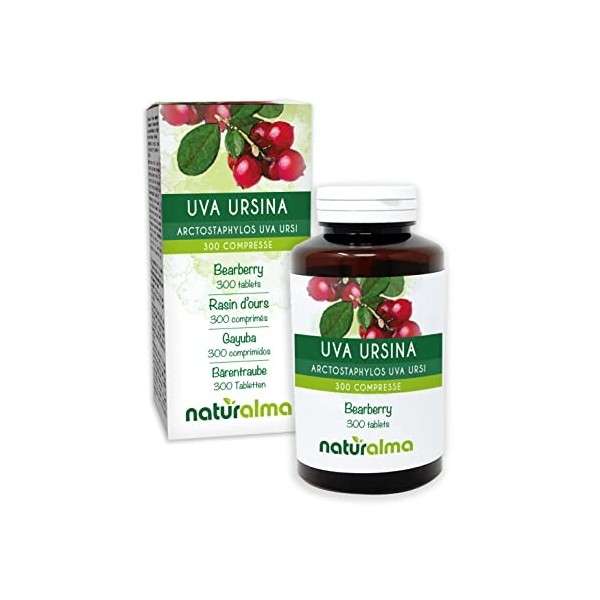 Raisin dours ou Busserole Arctostaphylos uva ursi feuilles Naturalma | 150 g | 300 comprimés de 500 mg | Complément alimen